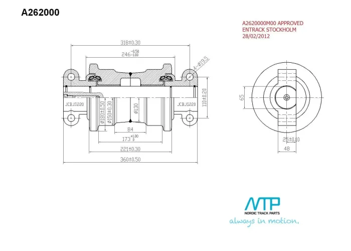 NTP TRACK ROLL CX210 KRA15850-A
