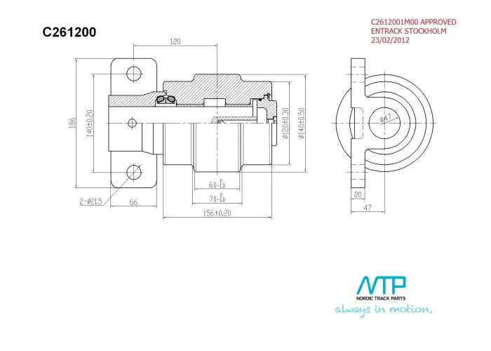 NTP CARRIER ROLLER CX210 MMA80140-A
